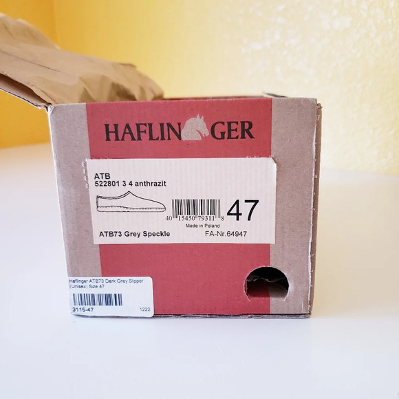 Haflinger ATB Hard Sole Dark Gray Wool Indoor/Outdoor Slippers Size EU 47/US 14 - Picture 5 of 15